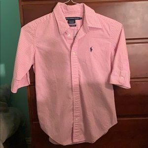 Ralph Lauren pink and white checkered top size 2
